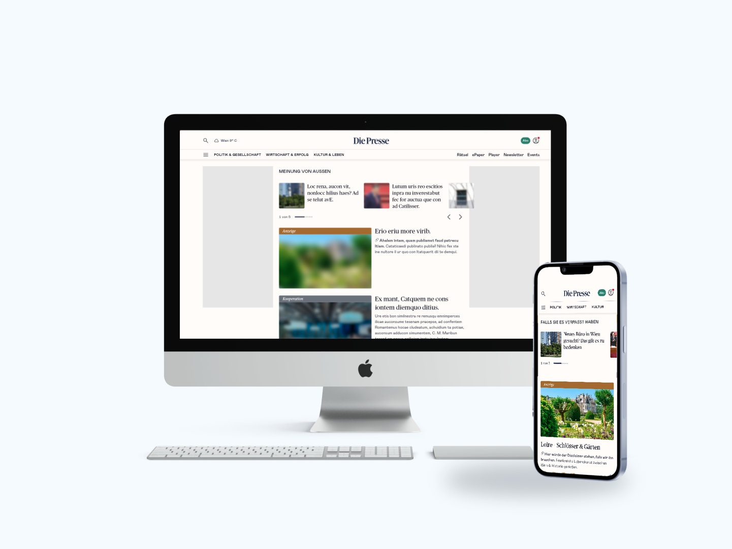 Website Mockup auf einem Smartphone und Desktop Computer